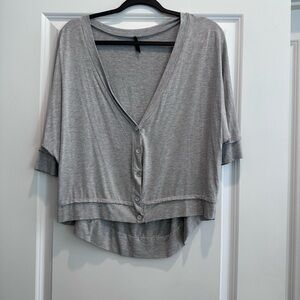 Light Gray Button-Front Blouse